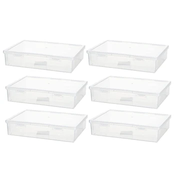 Пластиковая коробка для хранения 6 шт. с крышкой, универсальный органайзер для рукоделия, Пластиковые контейнеры, прозрачный пенал