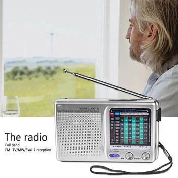 Портативное радио AM/FM/SW с управлением для внутреннего, наружного и аварийного использования, радио с разъемом для динамика и наушников, черный