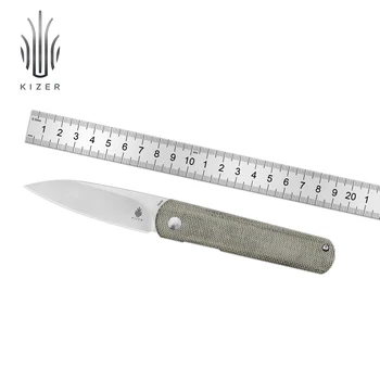 Походный нож Kizer Feist (XL) V4499C1 2022 Новый Зеленый Нож EDC с ручкой из Микарты со Стальным лезвием 154 см, Инструменты для выживания на открытом воздухе