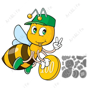 Прекрасная пчела и золотая монета, Горячие новые металлические штампы для резки Стали, Трафареты для изготовления скрапбукинга, альбома 