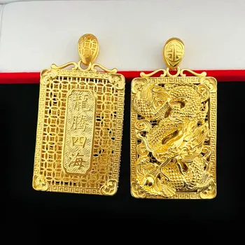 Простое 18-каратное золотое тиснение, выдолбленный кулон в виде дракона, ожерелье, Цепочка, изысканные ювелирные изделия, ожерелья для ключиц для мужчин, рождественские подарки на День рождения