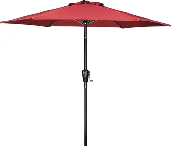 Простой Роскошный 7,5-футовый Зонт для Патио на открытом воздухе Market Yard Umbrella с Кнопкой Наклона / Рукояткой, 6 Прочных ребер для сада, Палубы