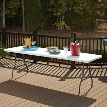 Раскладной столик Cosco 8 футов, белый пластиковый стол для пикника в помещении и на открытом воздухе, обеденные столы для кемпинга (на складе в США)