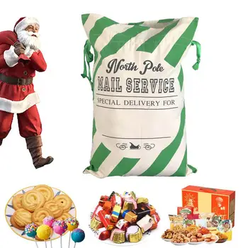 Рождественские холщовые сумки, Подарочная сумка Санта-Клауса, сумка для чулок с завязками, Многоразовые Рождественские сумки, Рождественские Аксессуары