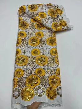 Роскошная французская нигерийская гипюровая кружевная ткань с кружевной вышивкой из пайеток, Африканская Водорастворимая кружевная ткань для свадебной вечеринки
