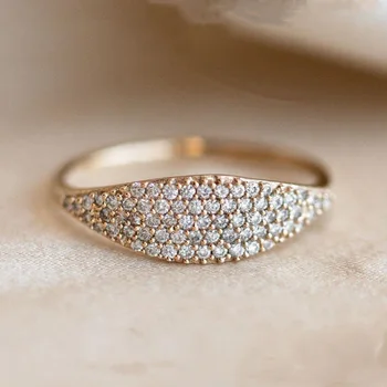 Роскошные модные женские обручальные кольца золотого цвета с классической инкрустацией из кубического овального циркония, Обручальное кольцо, Свадебные украшения