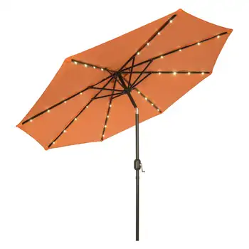 Роскошный зонт для патио на солнечной батарее со светодиодной подсветкой - 9 '
