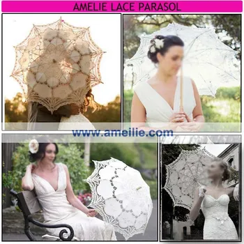 свадебный зонтик из 100% хлопка ручной работы с кружевами