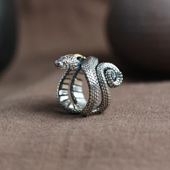 Серебряное кольцо S925, мужские ювелирные изделия с перекрестной границей, оптовая продажа, открытие, Персонализированные и креативные Винтажные украшения для рук, Серебряное кольцо со змеей