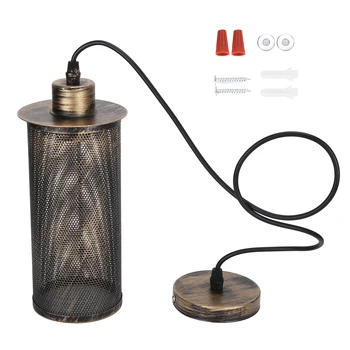 Сетчатый абажур в промышленном стиле E27, Железный Подвесной светильник для кафе-бара AC85-265VRetro Gold
