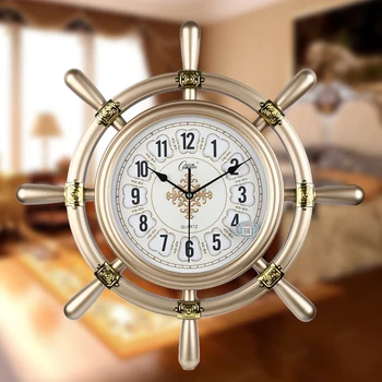Средиземноморские часы для рулевого лодки, Большие настенные часы, Современный дизайн, Гостиная, Домашние декоративные настенные часы, подарок на новоселье
