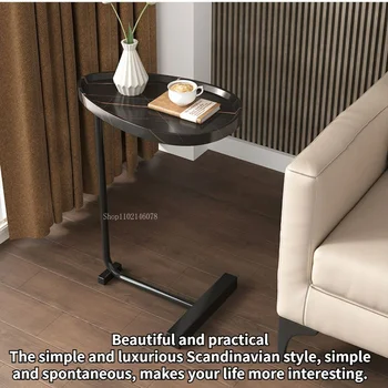 Столик-поднос для дивана Высотой 63 см, Приставной столик для кушеток и кровати, столик для закусок для гостиной, спальни, Маленький торцевой столик с металлическими рамами, письменный стол