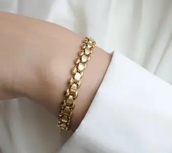 Титановый ремешок для часов из 18-каратного золота, массивный браслет, женские ювелирные изделия, вечерние футболки, шикарное платье для подиума, Япония, Южная Корея, мода