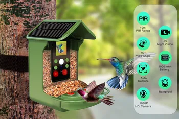 Уличная кормушка для птиц с камерой, позволяющей делать фотографии и видео, функция ночного видения, зарядка от солнечной энергии, наблюдение за птицами