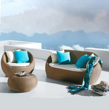 Уличный ротанговый диван уличное ротанговое кресло для гостиной мягкий диван из ротанга комбинированная мебель