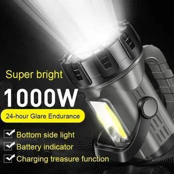 Фонарь для кемпинга, светодиодный прожектор Flashligh 1000 Вт, супер яркий Портативный уличный многофункциональный светильник, удобный в переноске, быстрая доставка