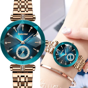 Хит продаж 2023 года, женские часы с бриллиантовой инкрустацией, с одним часовым циферблатом, водонепроницаемые, с многогранной огранкой, часы с зеркальным стальным ремешком