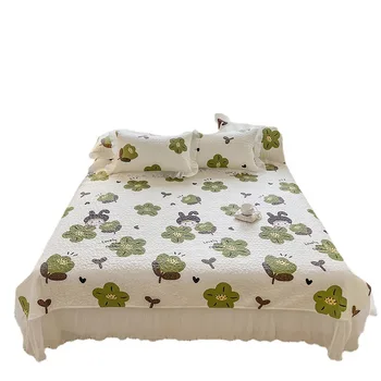 Хлопчатобумажная шифоновая кружевная двуспальная кровать с хлопковым покрывалом